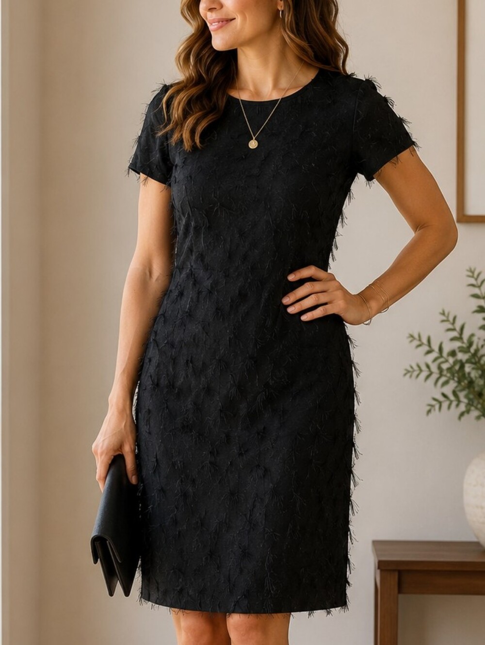 Banana Republic Black Eyelash Textured Sheath Dress Size 2 Classic Cocktail